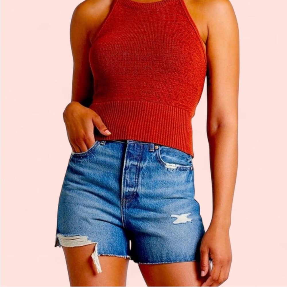 Express Super High Rise Mom Jean style cutoff shorts